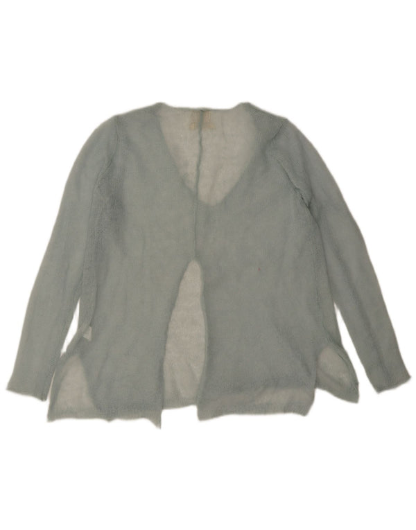 Durchsichtiger Damen-Pullover mit V-Ausschnitt von Zara, Gr. 14, Mittelblau aus Mohair