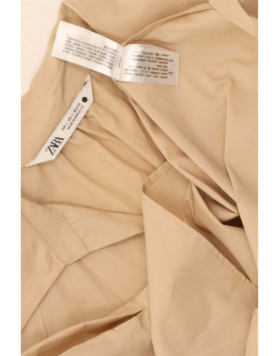 Zara Damen Blusenoberteil UK 16 Large Beige Baumwolle