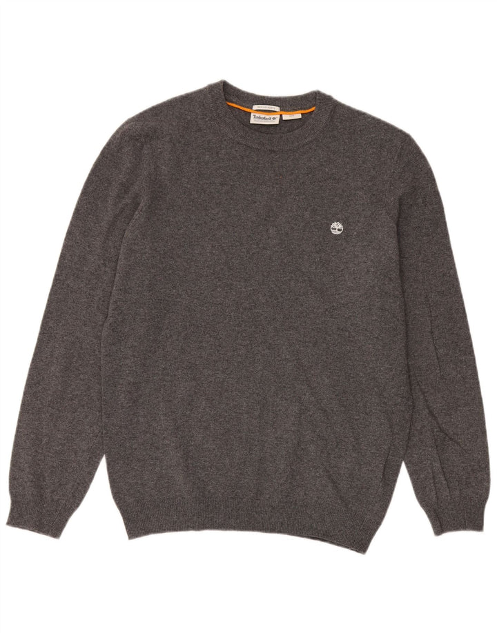 Timberland Herren-Pullover mit Rundhalsausschnitt, mittelgraue Wolle