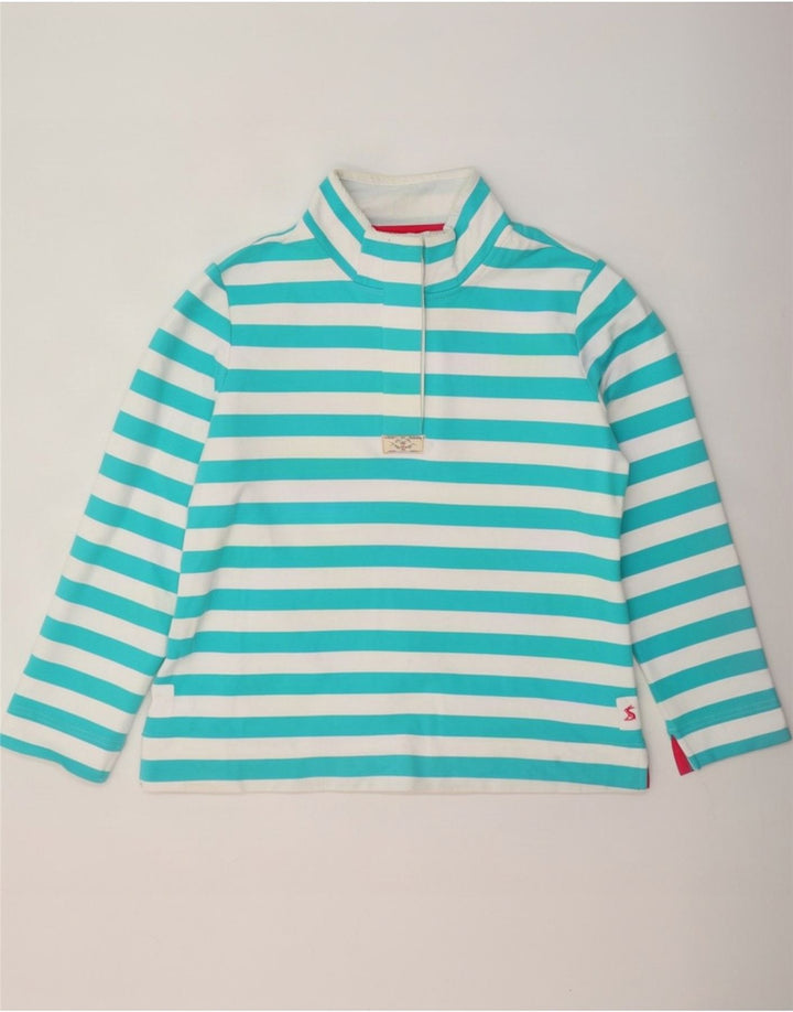 Joules Damen-Sweatshirt mit Knopfkragen, Gr. 40, Größe L, Türkis gestreift
