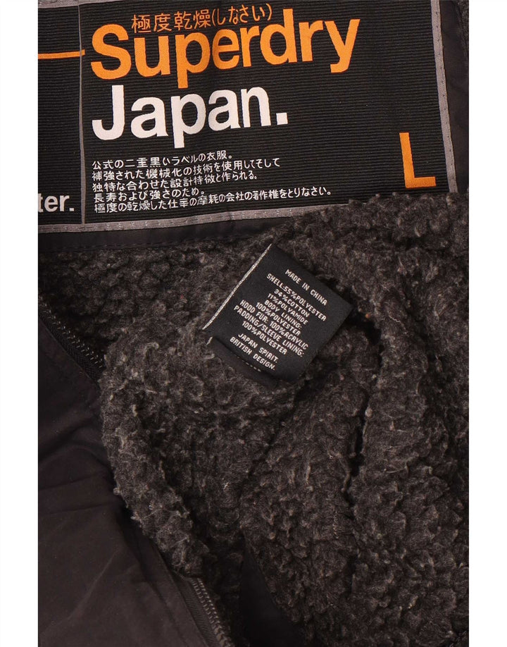 Superdry Damen-Parka mit Kapuze, UK 14, Größe L, Schwarz, Polyester