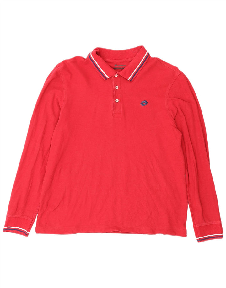 Lotto Herren-Langarm-Poloshirt aus mittelroter Baumwolle