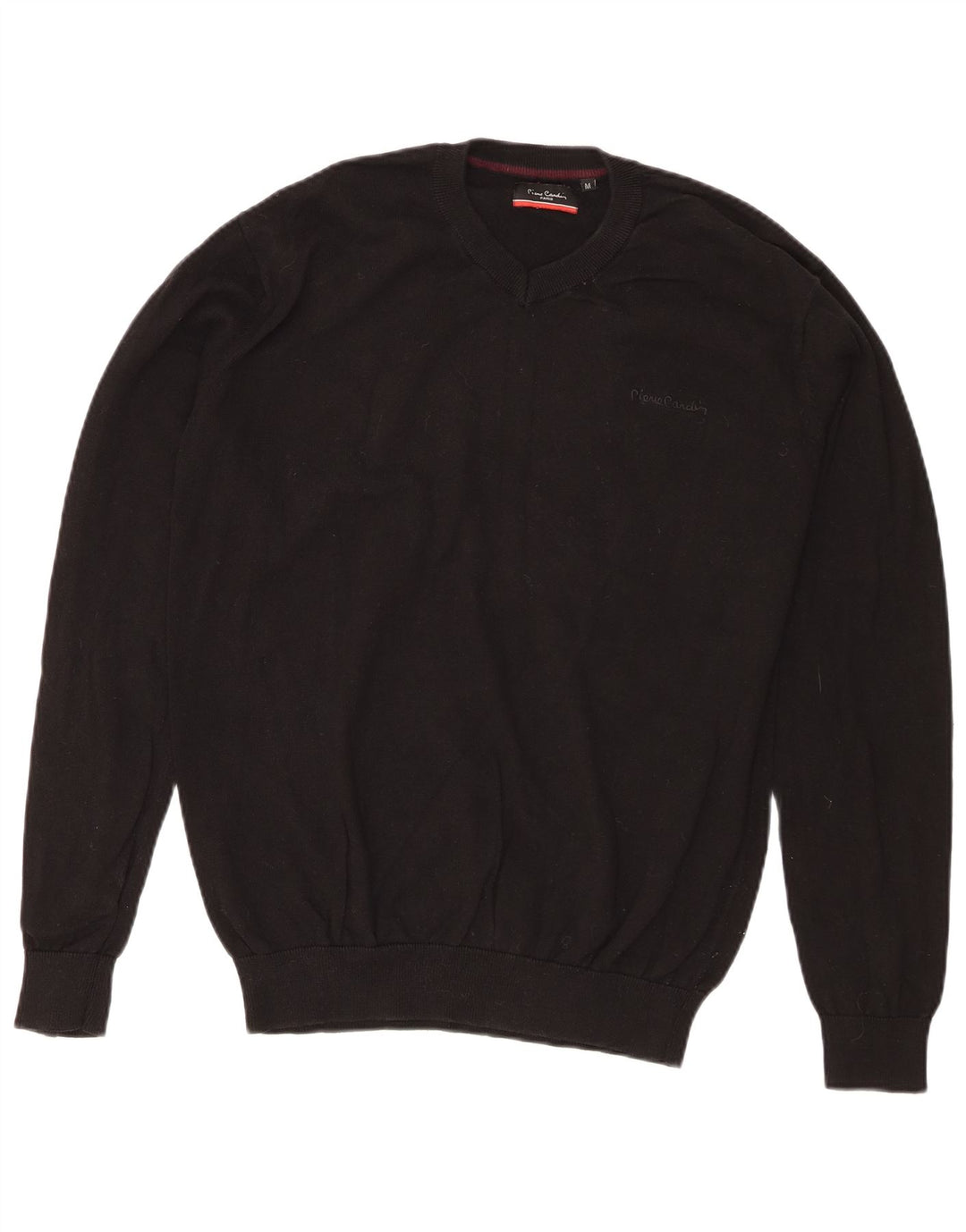 Pierre Cardin Herren-Pullover mit normaler Passform und V-Ausschnitt aus mittelschwarzer Baumwolle