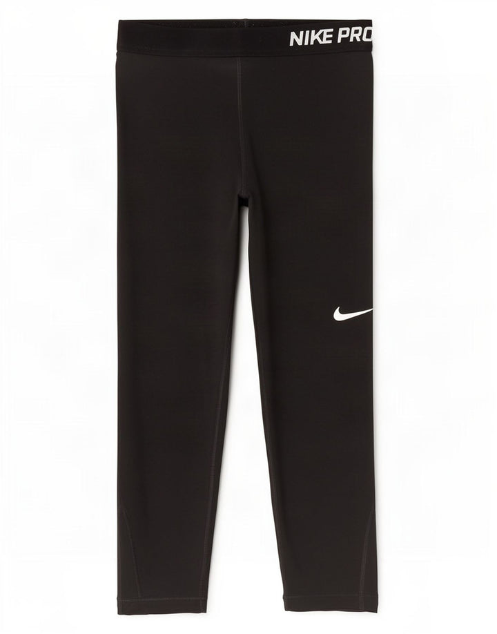 Nike Womens Dri Fit Graphic Capri Leggings UK 8 Small Schwarz Polyester
