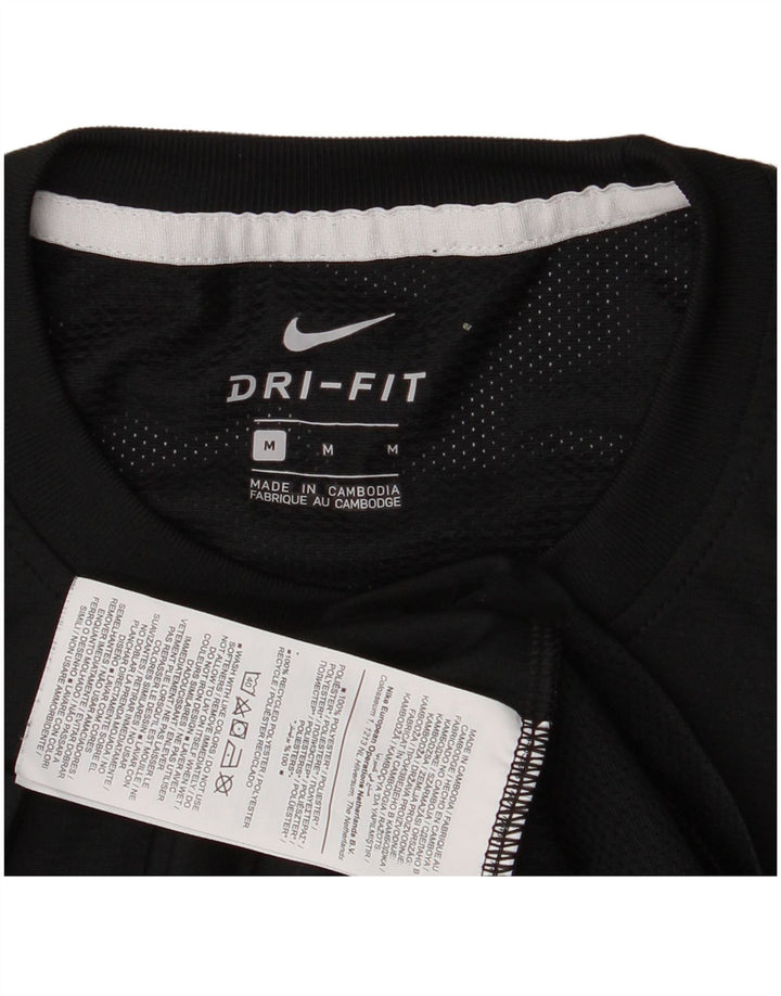 Nike Herren Dri Fit T-Shirt Top Mittelschwarzes Colourblock-Polyester