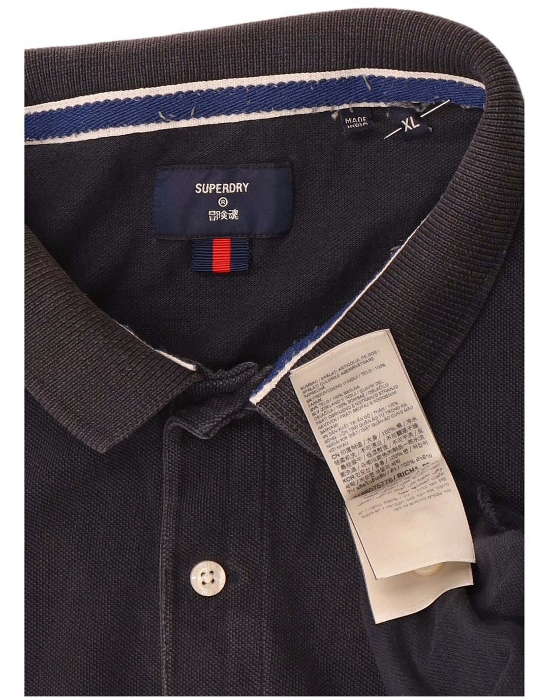 Superdry Herren-Poloshirt XL aus marineblauer Baumwolle