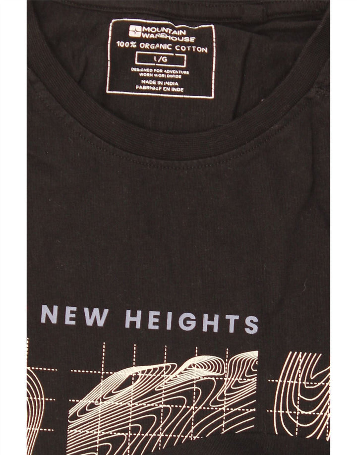 MOUNTAIN WAREHOUSE Herren-T-Shirt mit Grafik, Größe L, aus schwarzer Baumwolle