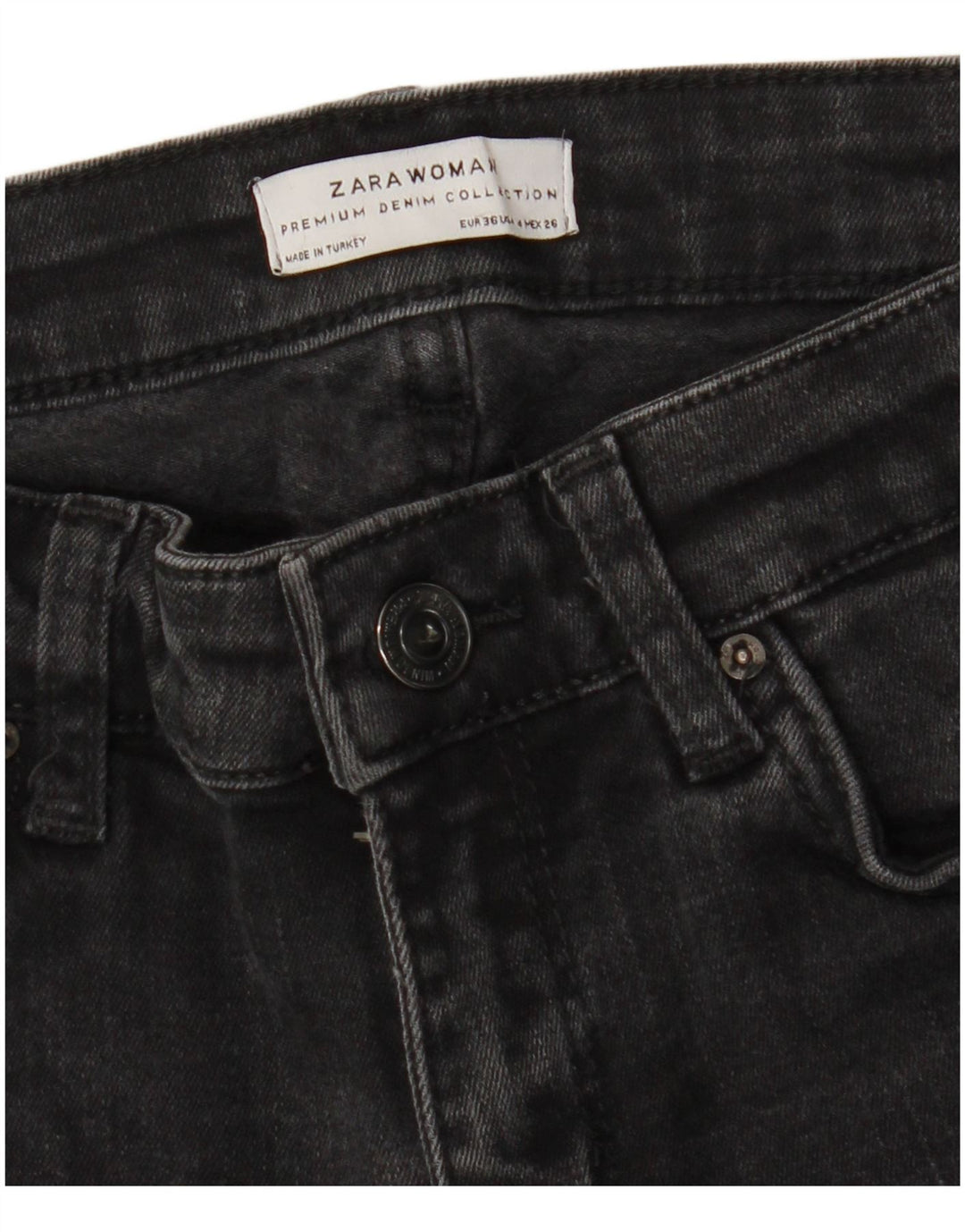 Zara Damen Bootcut Jeans EU 36 XS W26 L26 Schwarz