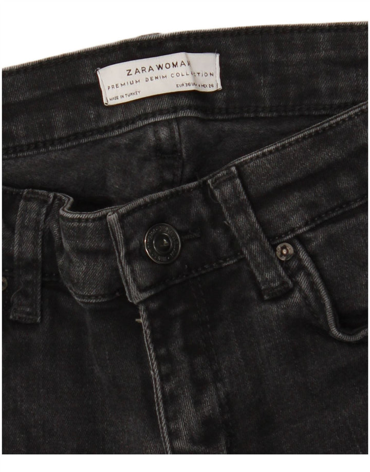 Zara Damen Bootcut Jeans EU 36 XS W26 L26 Schwarz