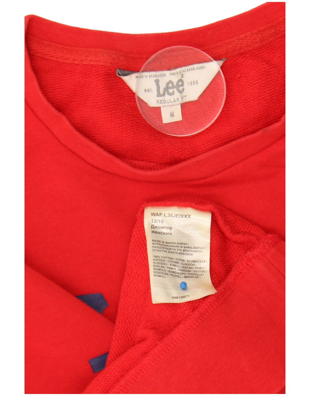 Lee Womens Graphic Regular Fit Sweatshirt Pullover UK 14 Mittelrote Baumwolle