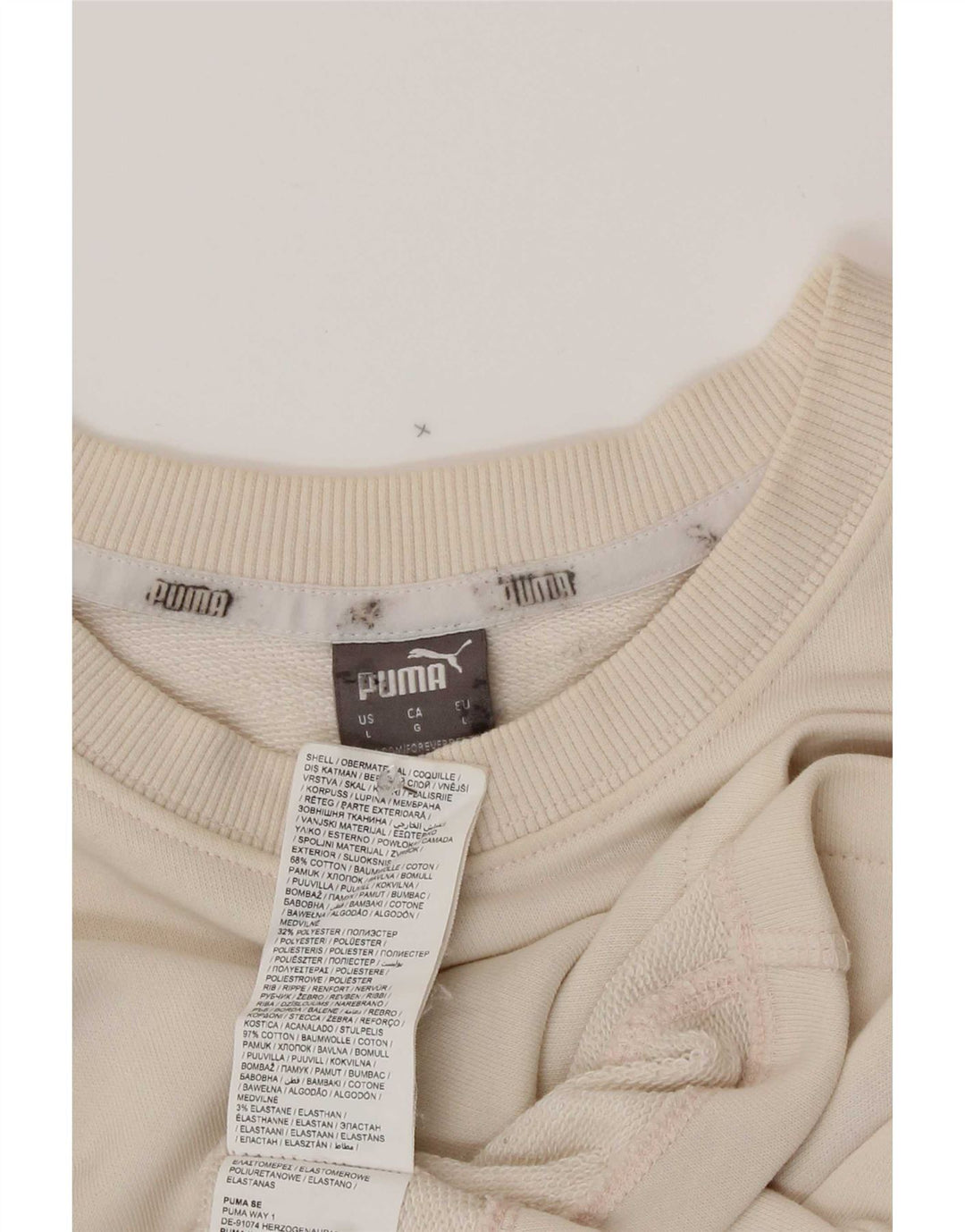 Puma Womens Oversized Crop Graphic Sweatshirt Pullover UK 16 Large Beige