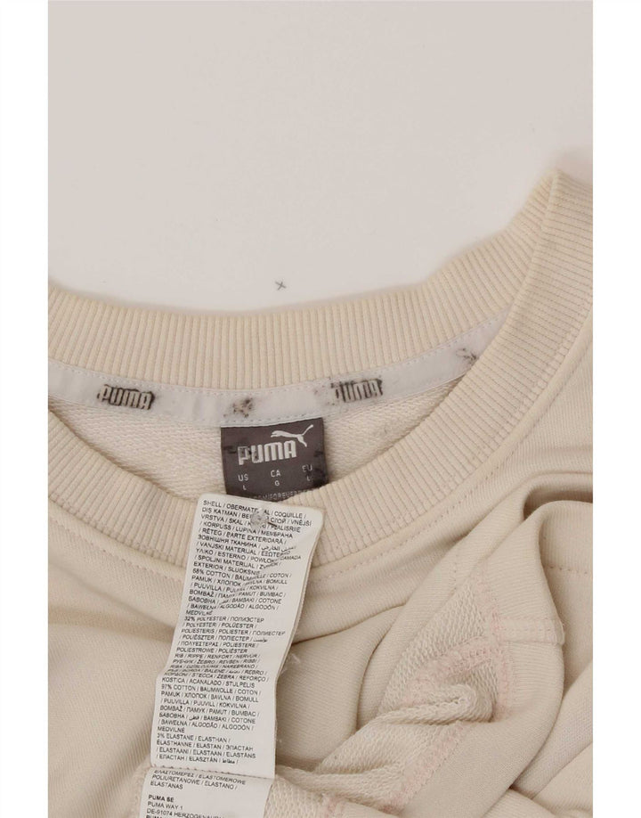 Puma Womens Oversized Crop Graphic Sweatshirt Pullover UK 16 Large Beige