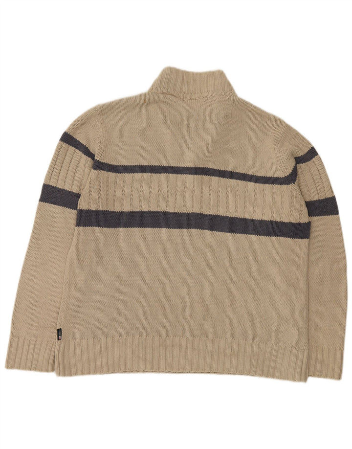 MARKS & SPENCER Herren Blauer Harbor-Pullover mit Reißverschluss am Hals, Größe L, Beige