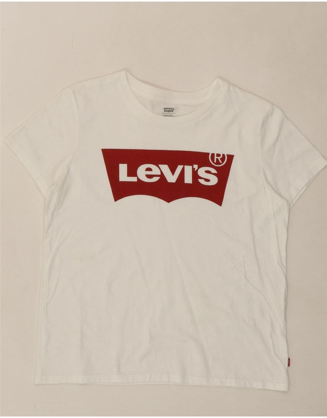 LEVI'S Womens Graphic T-Shirt Top UK 14 Medium White Vintage Levi's and Second-Hand Levi's from Messina Hembry 