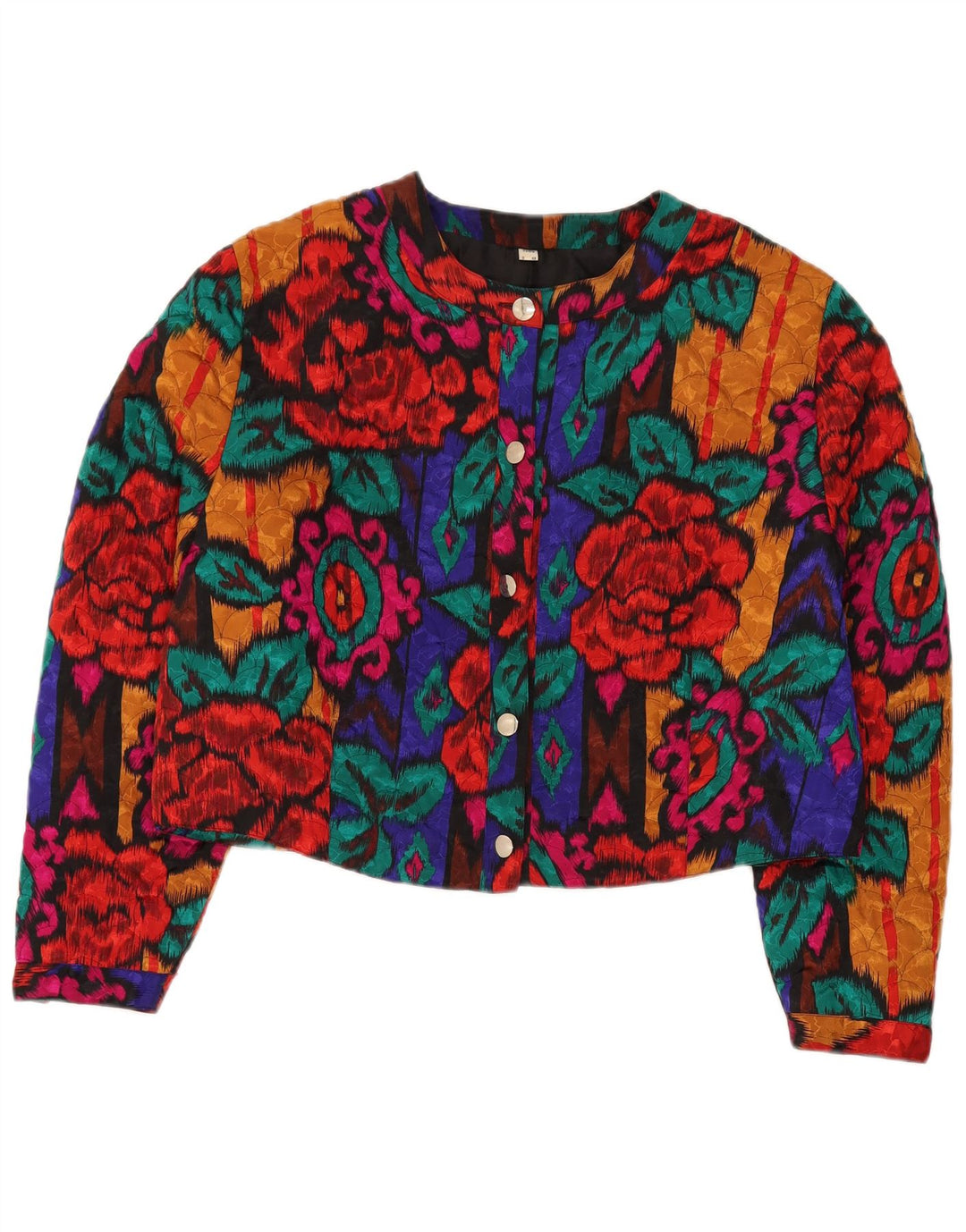 Vintage Damen 5-Knopf-Bolerojacke UK 22 3XL Mehrfarbig geblümt