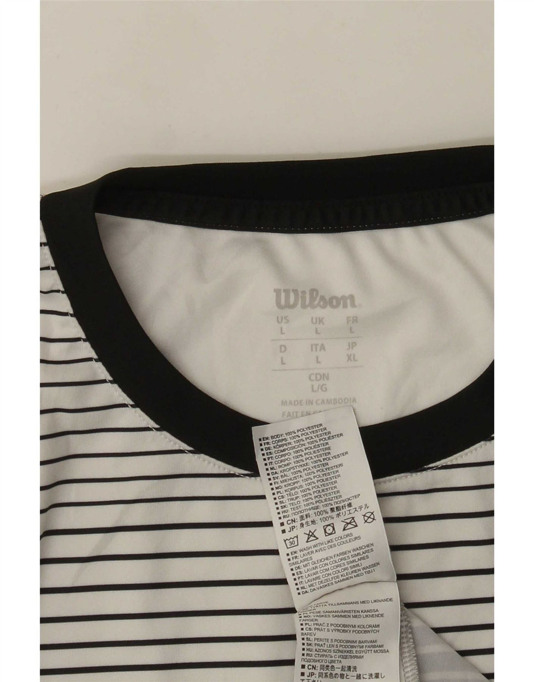 Wilson Herren-T-Shirt-Oberteil, großes, weiß gestreiftes Polyester