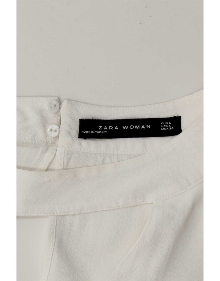 Zara Damen-Blusenoberteil mit 3/4-Ärmeln, Gr. 46, Weiß