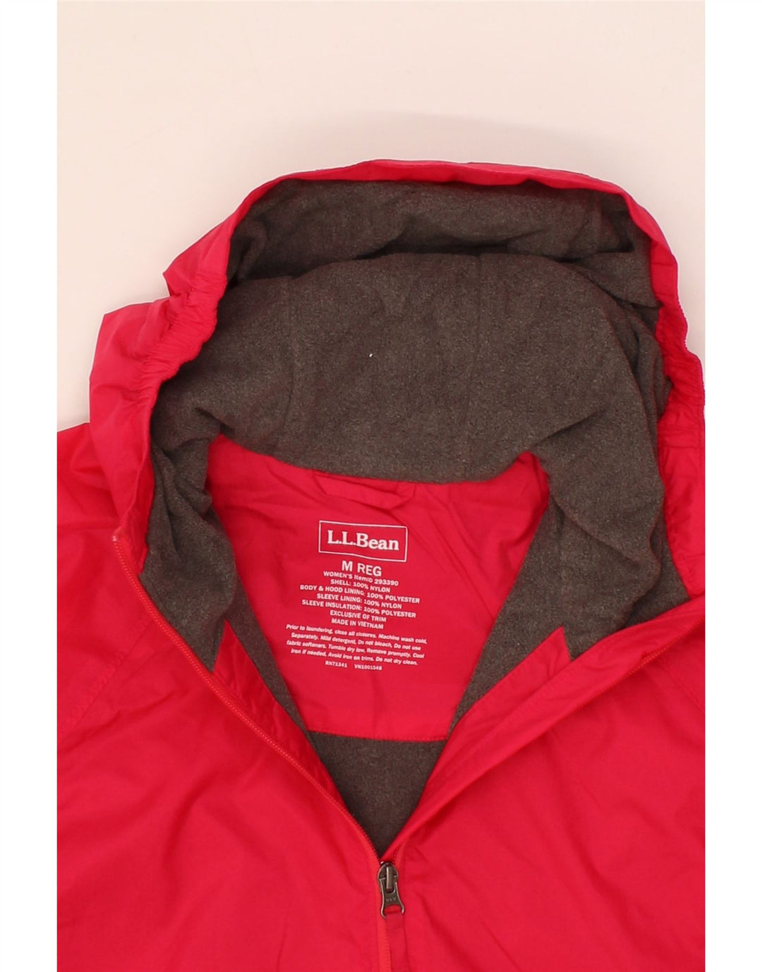 L.L.BEAN Womens Hooded Rain Jacket UK 14 Medium Red Nylon Vintage L.L.Bean and Second-Hand L.L.Bean from Messina Hembry 