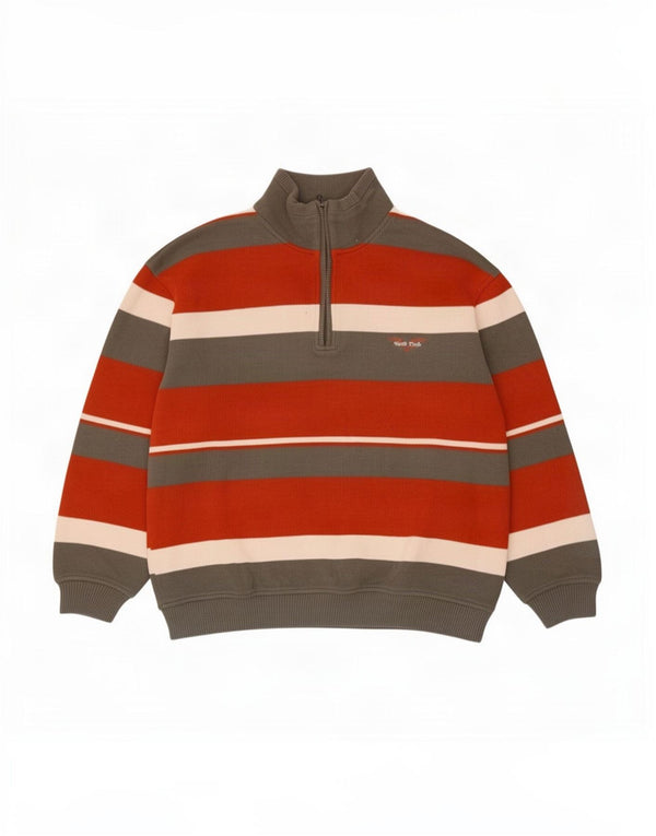 Engbers Herren-Pullover mit Reißverschluss am Hals, 2XL, mehrfarbig, gestreift, Baumwolle