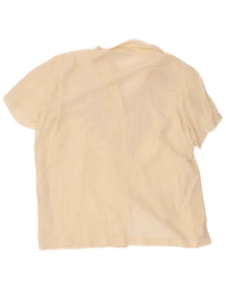 Vintage Damen Kurzarm-Hemdbluse IT 42 Medium Off White Silk