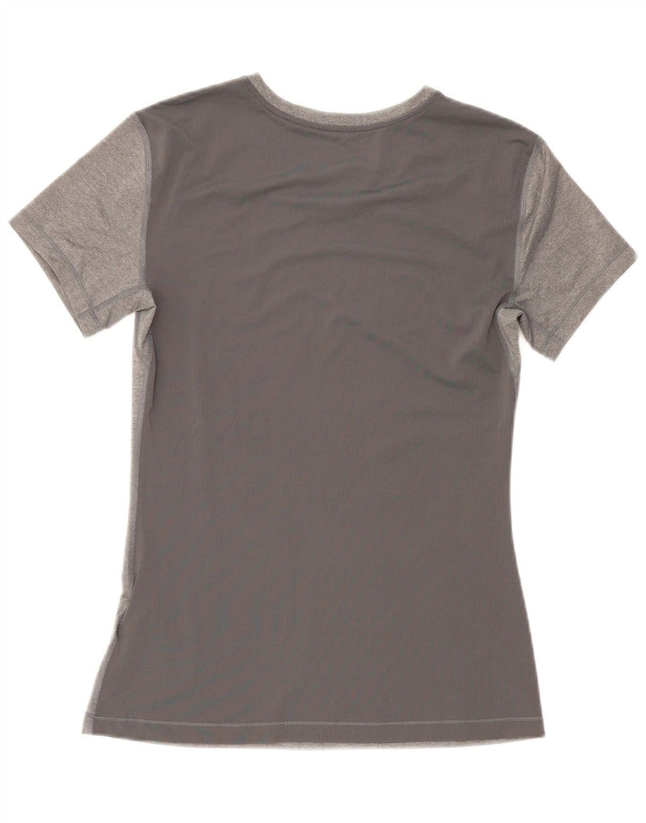 Nike Damen Dri Fit T-Shirt Top UK 14 Large Grau Polyester