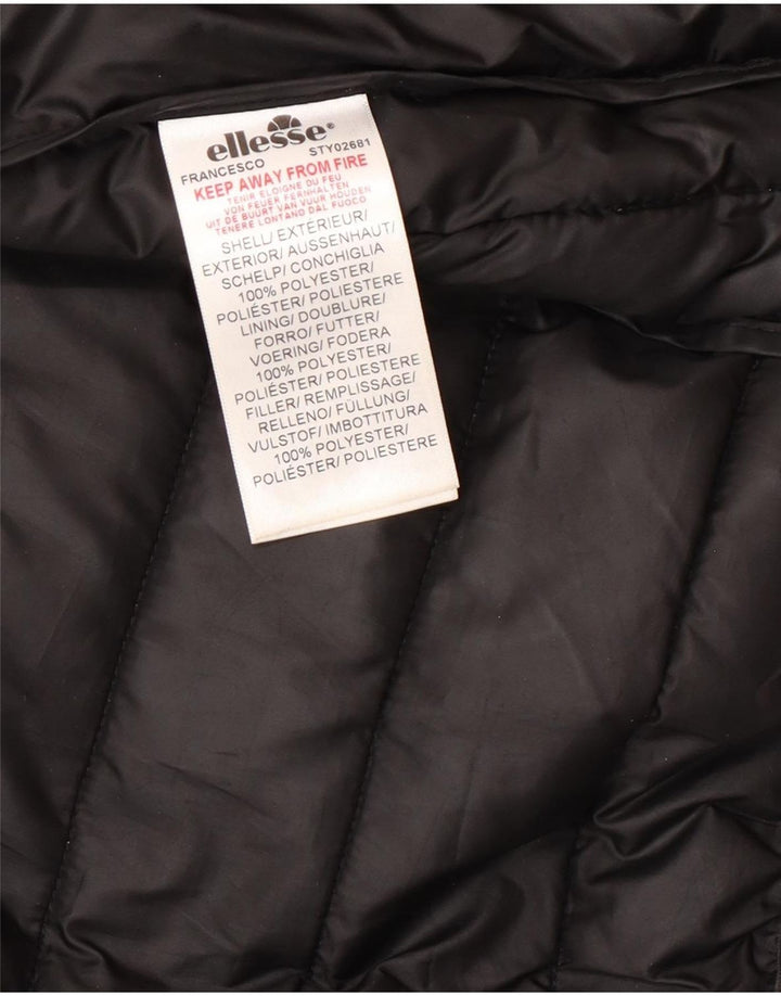 Ellesse Mens Graphic Wattierte Jacke UK 40 Large Schwarz Polyester