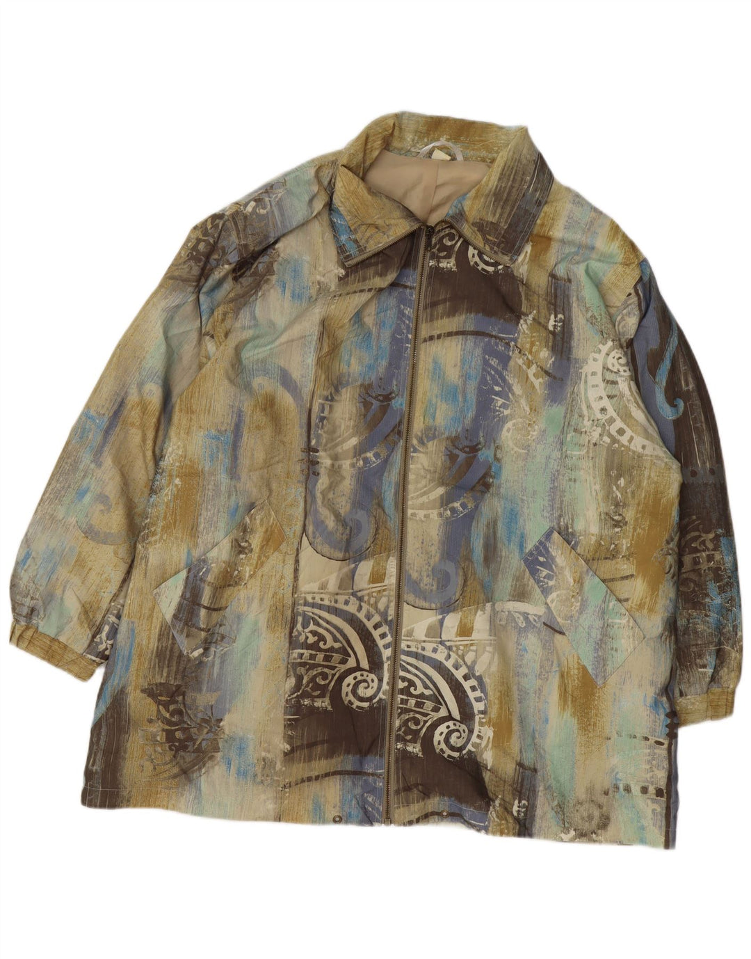 Vintage Damen Übergroßer Mantel IT 50 XL Mehrfarbiges Paisley-Polyester