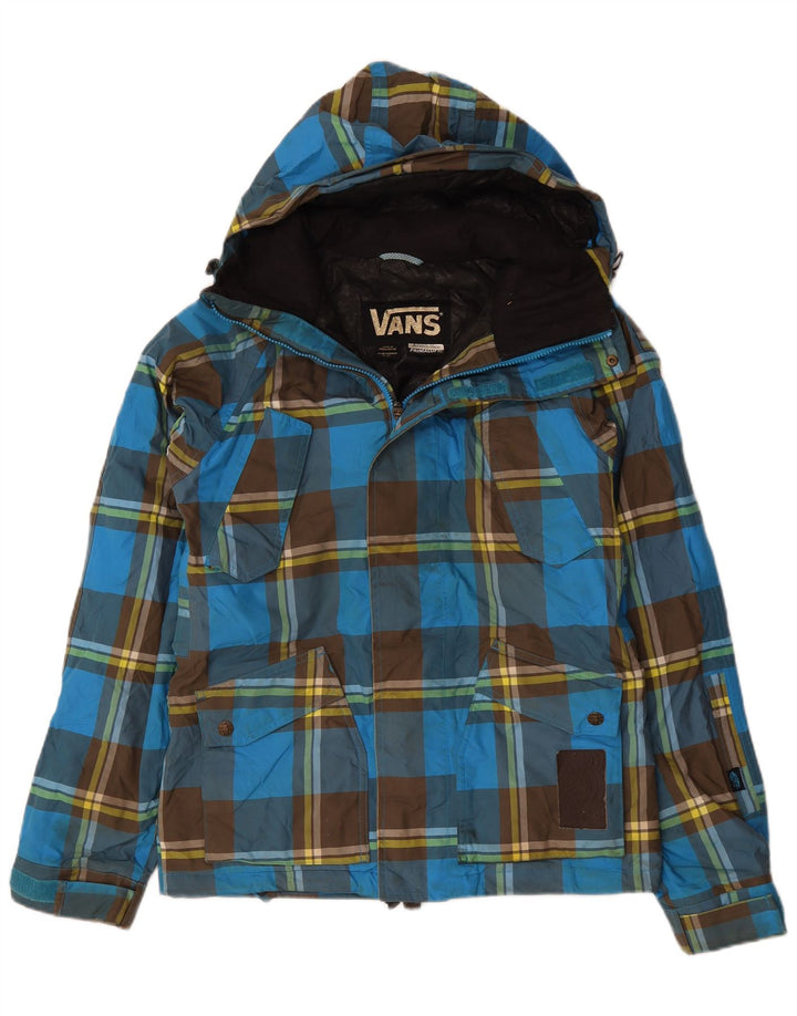 Vans Herren-Windbreakerjacke mit Kapuze, UK 36, klein, blau kariert, Polyester