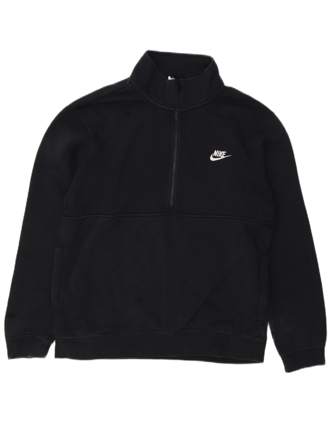 NIKE Herren-Sweatshirt mit Reißverschluss am Hals, groß, aus schwarzer Baumwolle