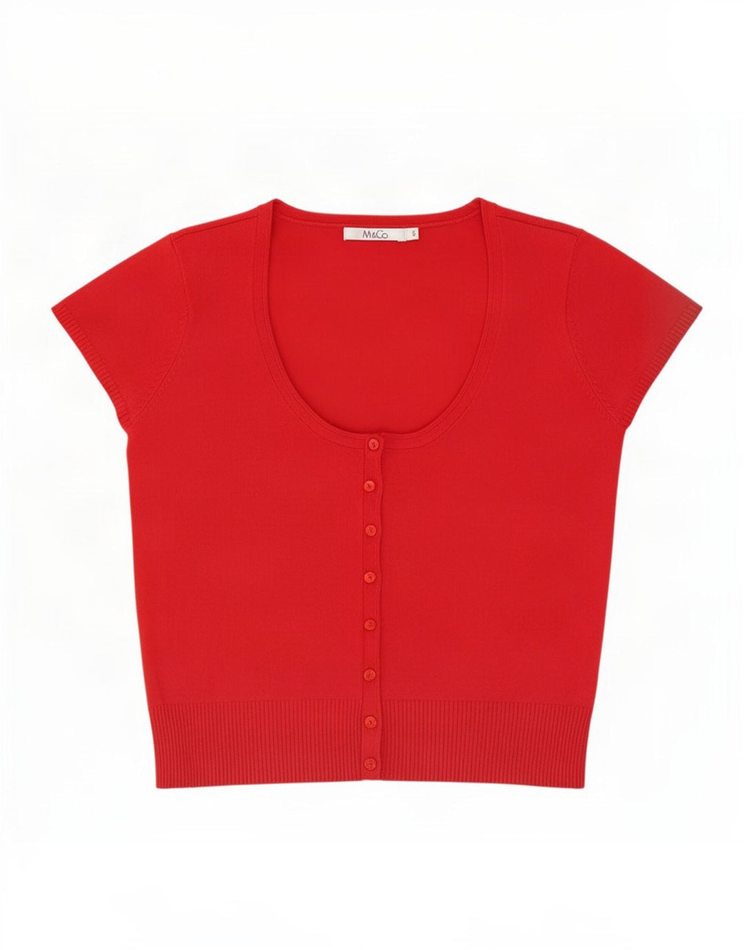 M&Co Damen-Blusenoberteil mit kurzen Ärmeln, UK 10, Größe S, Rot, Polyester