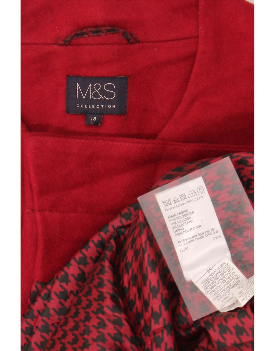 Marks & Spencer Damenmantel UK 18 XL Rot Polyester