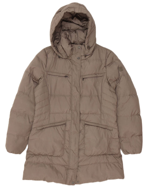 Geox Womens Hooded Padded Coat UK 12 Medium Brown Polyester
