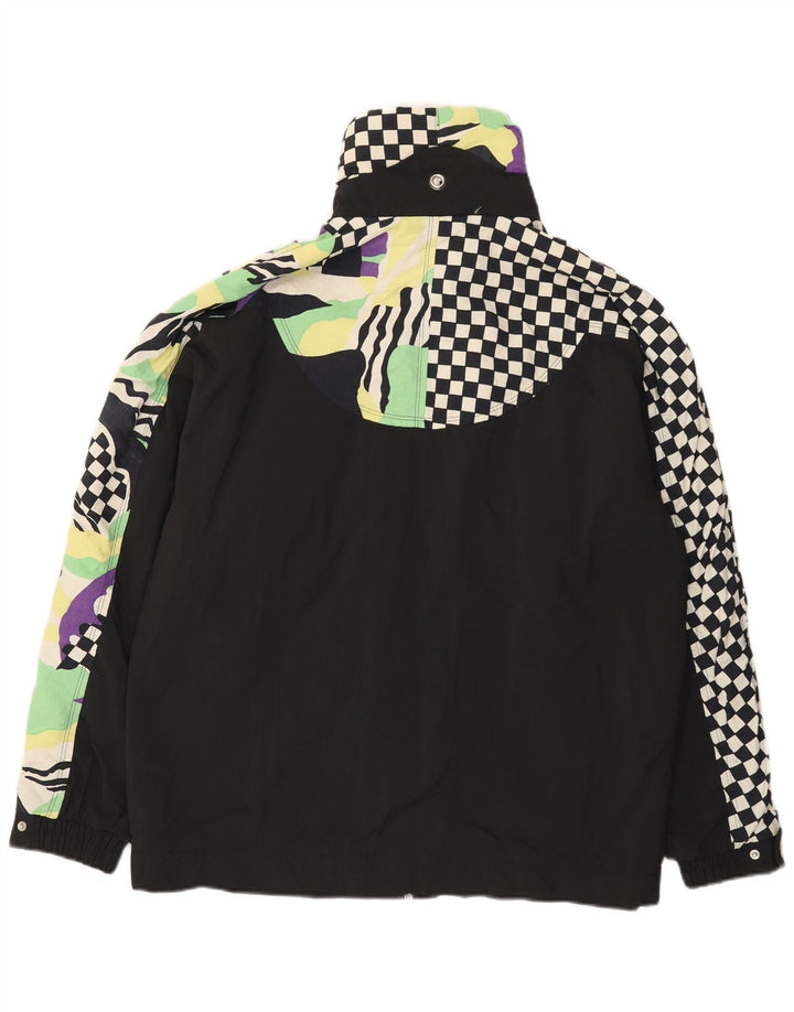 Sergio Tacchini Damen Übergroße Windjacke IT 46 Large Schwarz Kariert