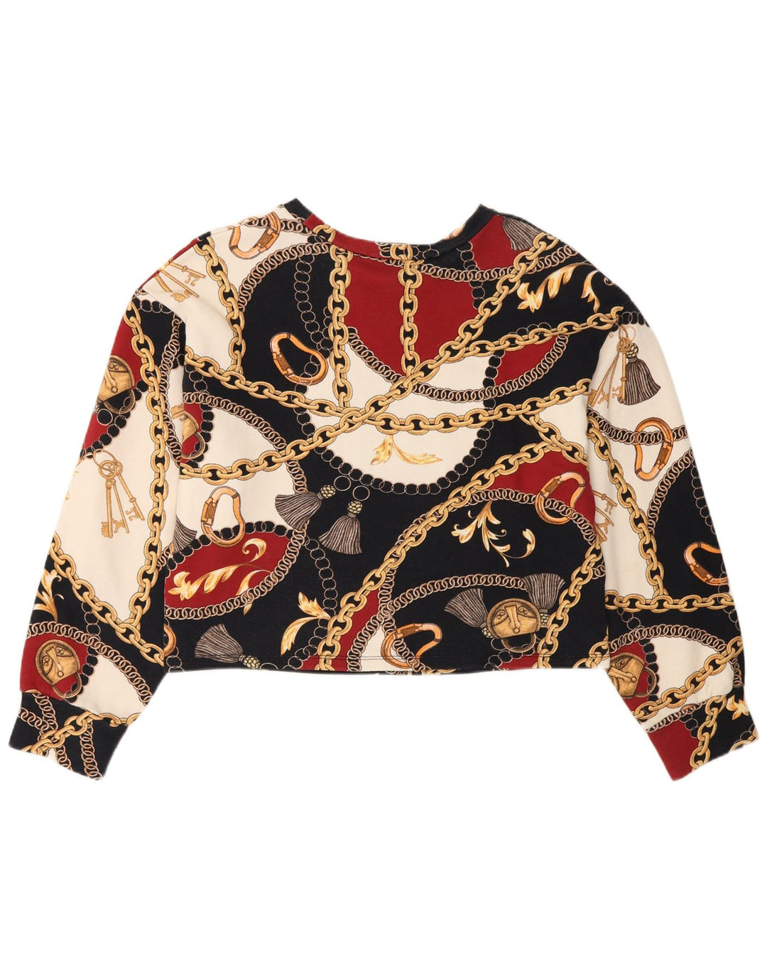 Zara Damen Crop Graphic Sweatshirt Pullover UK 10 Small Mehrfarbig