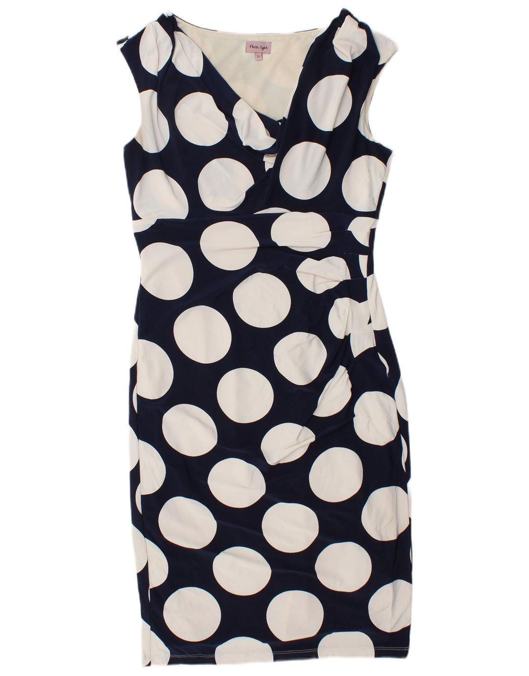 Phase Eight Damen Figurbetontes Kleid UK 12 Mittel Marineblau gepunktet