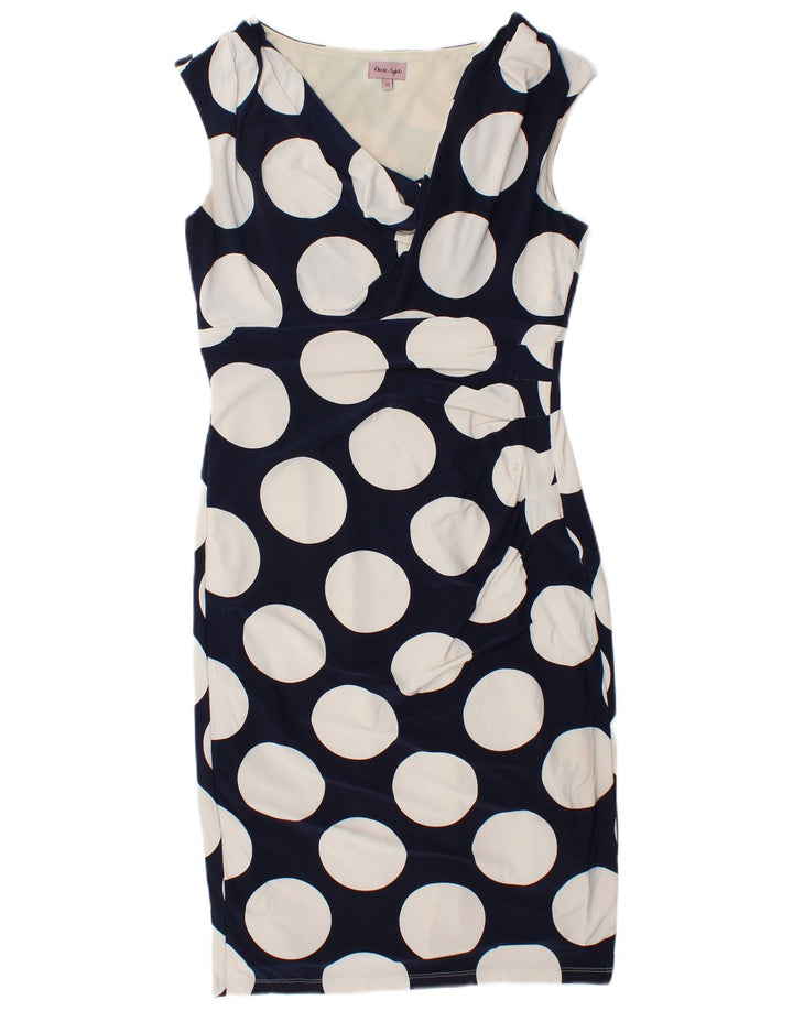Phase Eight Damen Figurbetontes Kleid UK 12 Mittel Marineblau gepunktet