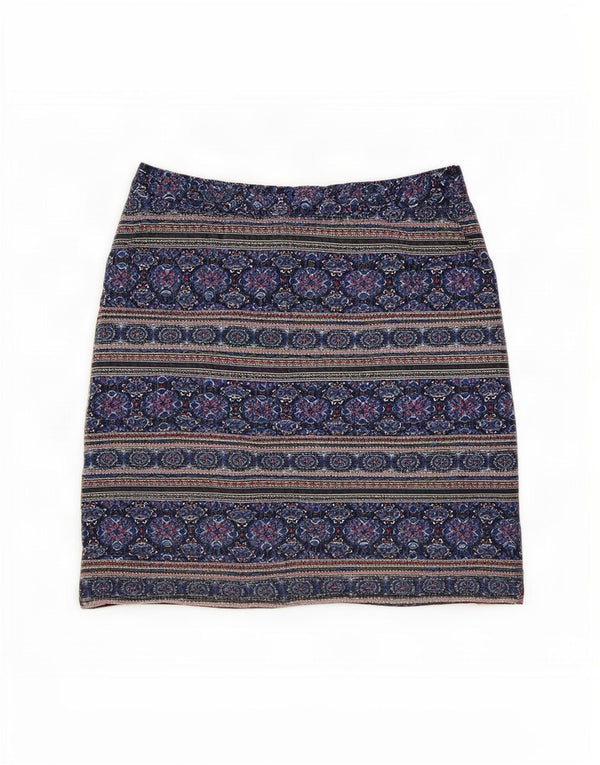 White Stuff Damen Minirock UK 10 Small W30 Blaues geometrisches Polyester