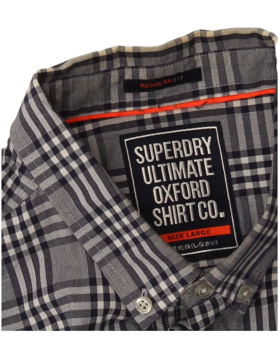 Superdry Herren-Hemd mit normaler Passform, großes graues Karomuster