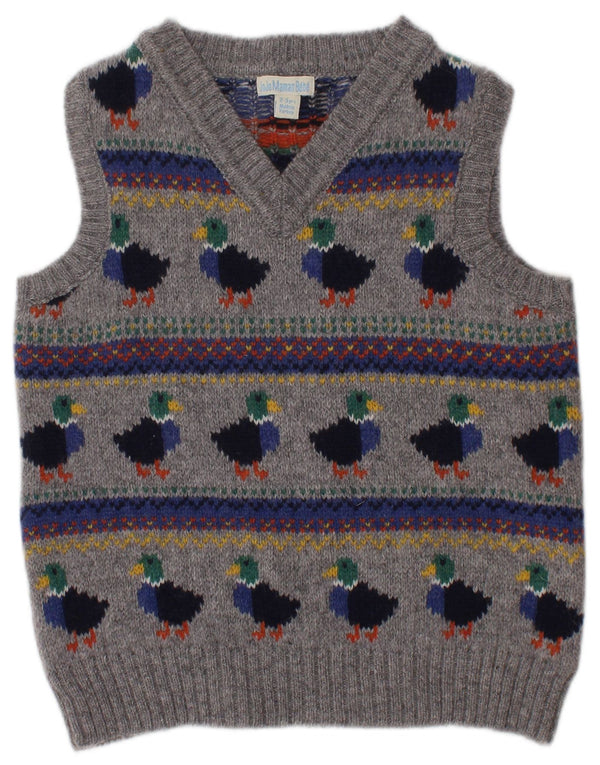 JOJO MAMAN BEBE Jungen-Tanktop, 2–3 Jahre, graue Fair-Isle-Lammwolle
