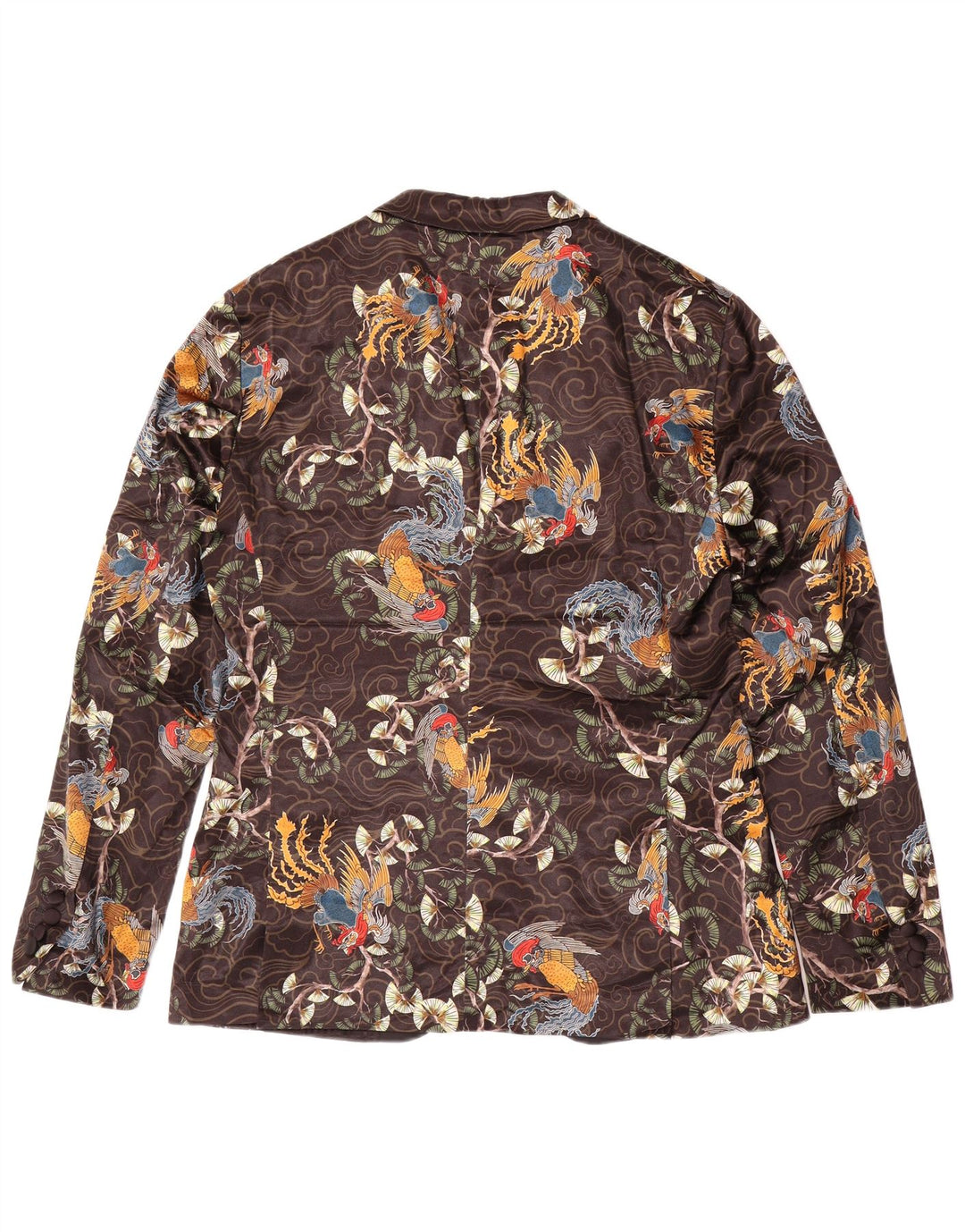 Zara Herren-Blazer mit 2 Knöpfen, EU 52, großes braunes Blumenmuster, Polyester