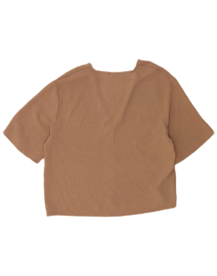 Zara Damen-Blusenoberteil mit 1/2-Ärmeln, Gr. 10, Braun