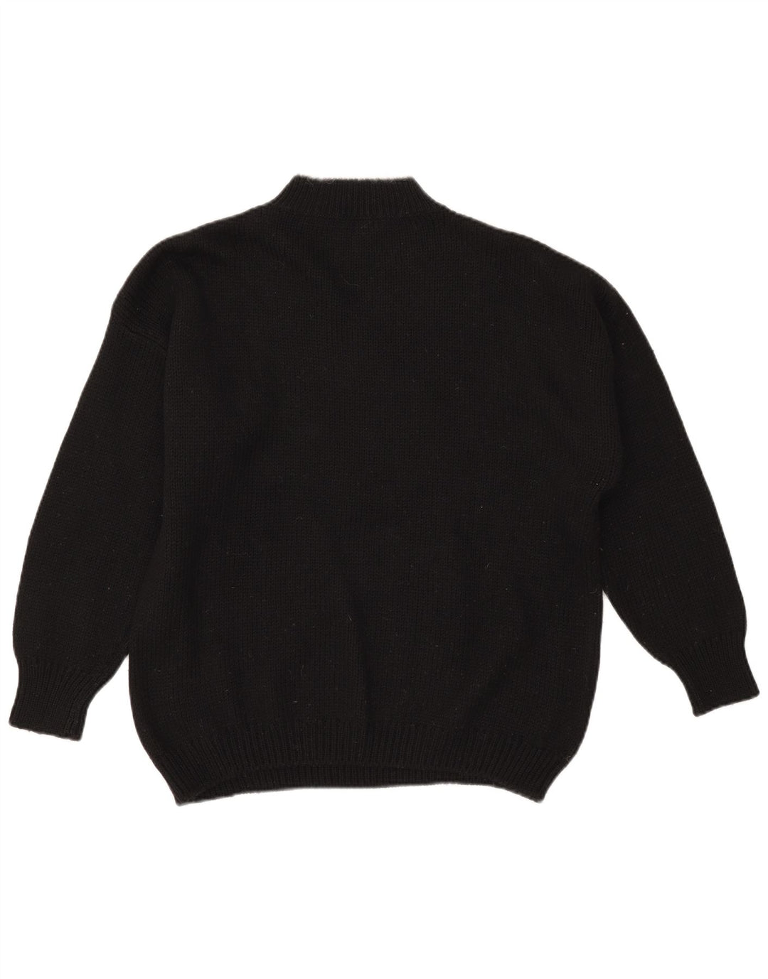 Vintage Damen Rollkragenpullover mit Grafik, übergroß, groß, Schwarz