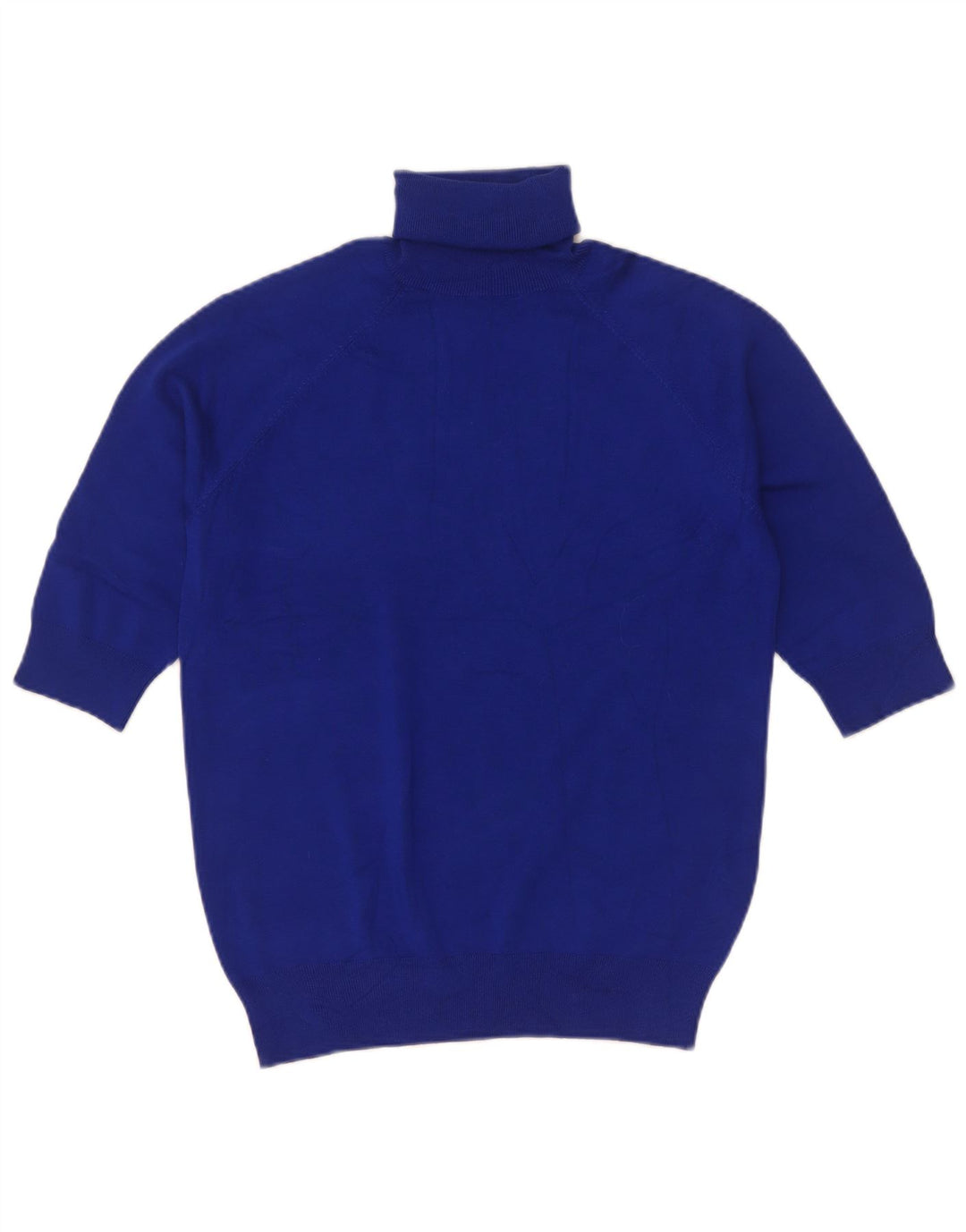 Kurzärmliger Rollkragenpullover von Zara für Damen, Gr. 12, mittelblaue Viskose