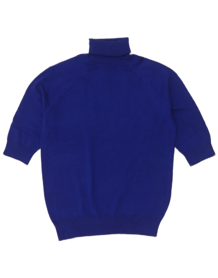 Kurzärmliger Rollkragenpullover von Zara für Damen, Gr. 12, mittelblaue Viskose