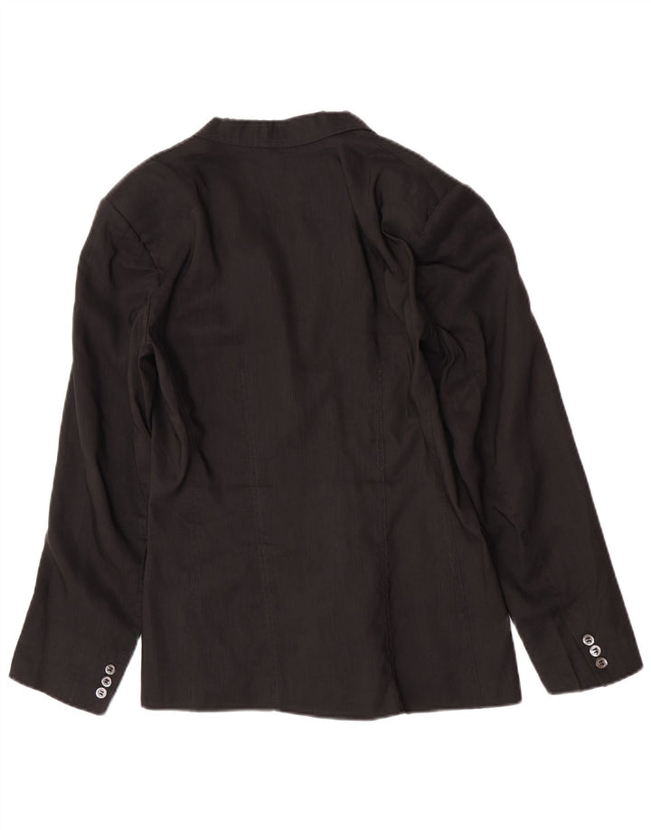Penny Black Damen-Blazerjacke mit 3 Knöpfen, UK 12, Mittelschwarzes Leinen