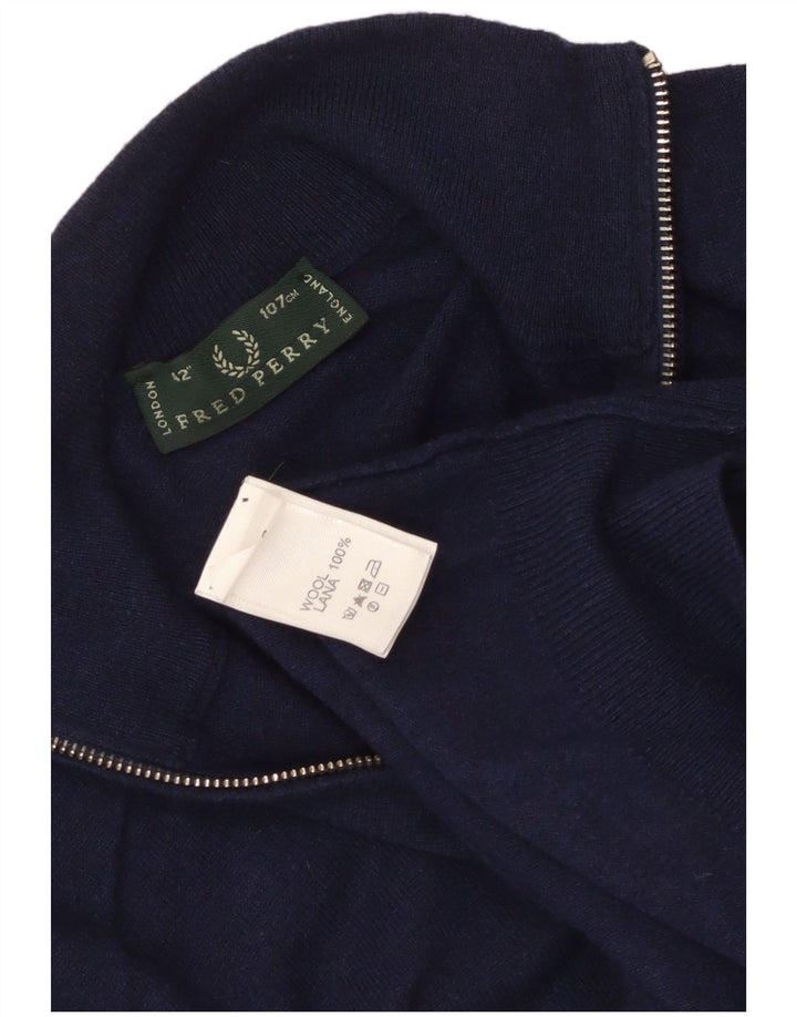 Fred Perry Herren-Pullover mit Reißverschluss am Hals, mittelmarineblaue Wolle