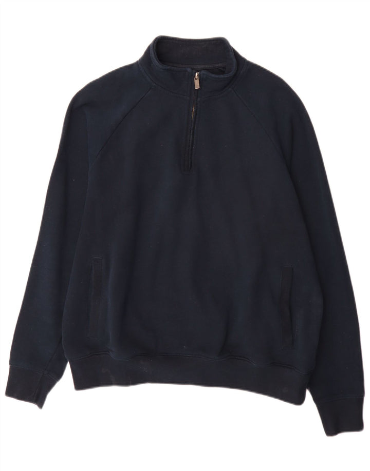 Marks & Spencer Herren-Sweatshirt mit 1/4-Reißverschluss, reguläre Passform, mittelgroß, Marineblau
