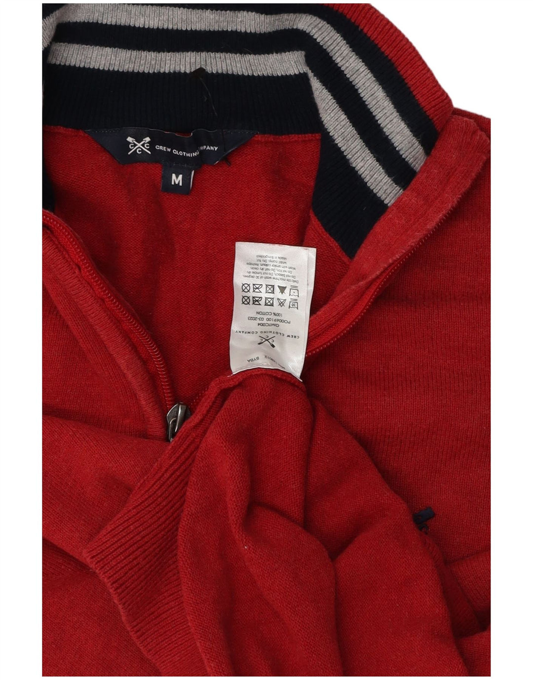 Crew Clothing Herren-Pullover mit Reißverschluss am Hals, mittelrote Baumwolle