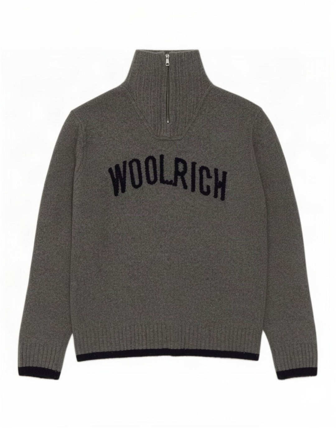 Woolrich Herren-Pullover mit grafischem Reißverschluss, XL, graue Wolle