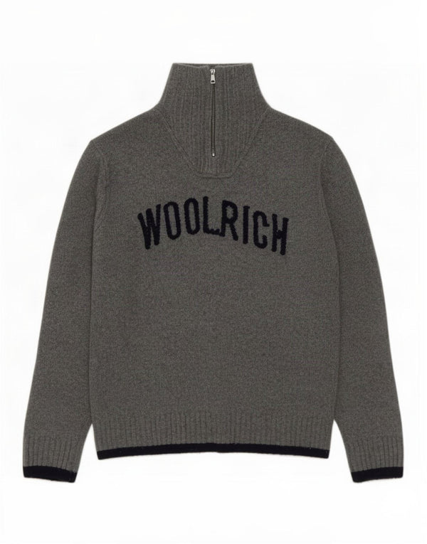 Woolrich Herren-Pullover mit grafischem Reißverschluss, XL, graue Wolle